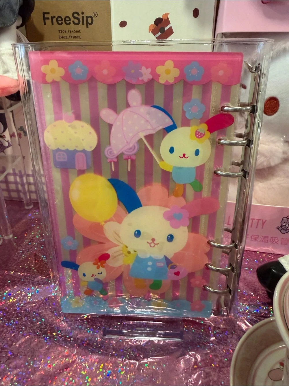 Sanrio Usahana Cute Rainbow Bunny Shaker Notebook binder